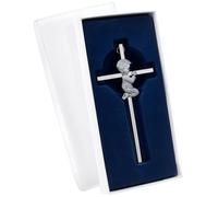 UNICRAFTALE 1pcs Tibetan Antique Silver Cross Pendant Wall Cross Baptism Gifts 15.5x7.7x1cm Alloy Big Cross With 3D Praying Boy Charm for Christening Keepsake Statement Jewelry Finding