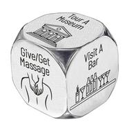 UNICRAFTALE 1Set Get-together Activity Dice Stainless Steel Party Decision Wedding Gifts Funny Dice with Gifts Box for Husband Wife friend Valentines Day Gifts