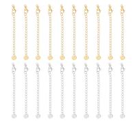UNICRAFTALE 2 Colors 20Pcs 50mm Chain Extender 304 Stainless Steel Extension Chain Sets Necklace Extender Chain End Chains Extension Tails with Clasps and Tiny Round Charm for Necklace Jewelry Making