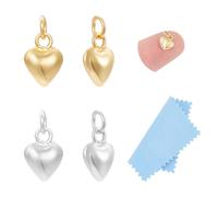UNICRAFTALE 2 Colors 4Pcs Puffy Heart Charm 925 Sterling Silver Peach Heart Charms Tiny Love Charms Pendants Golden Dangle Pendants with Jump Rings for DIY Necklace Bracelet Earring Jewelry Making