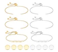 UNICRAFTALE 2 Colors 8 Sets Stainless Steel DIY Stamping Flat Round Slider Bracelet Making Kit Metal Engravable Blank Tags Links Connectors with Bracelets Chain for DIY Bracelet Jewelry Making