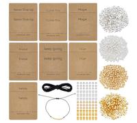 UNICRAFTALE 2 Colors Metal Morse Code Bracelet Making Kit 400Pcs Round Spacer Beads 400Pcs Tube Beads 14Pcs Morse Code Decoding Card and Waxed Cord for DIY Bracelet Jewelry Making Golden & Sliver