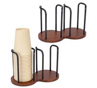 UNICRAFTALE 2 Pack Bathroom Cup Holder 3oz-8oz Cup Organizer Black Walnut Paper Cups Dispenser 10.7x20.8x13.2cm for Family Party Party Bar Kitchen Bathroom