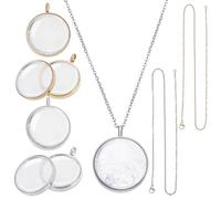 UNICRAFTALE 2 Pcs Memory Locket Pendant Kit Picture Locket Charm with 304 Stainless Steel Chains 45cm 2 Color Round Bezel Photo Pendants Trays for DIY Necklace Gift 36x29mm