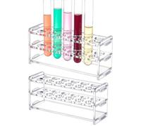 UNICRAFTALE 2 Set 12-Holes Acrylic Tests Tube Holder Rack Lab Supplies Rectangle Clear Tests Tubes Rack Round Holes Test Tube Holder for Test Tubes Chemistry Laboratory 16x5x7cm