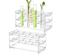 UNICRAFTALE 2 Set 8-Holes Acrylic Test Tubes Holder Rack Lab Supplies Rectangle Clear Tests Tube Rack Round Big Holes Tests Tube Holder for Test Tubes Chemistry Laboratory 15x7x7cm