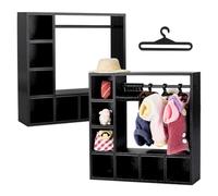 UNICRAFTALE 2 Set Black Doll Clothes Closet with 20 Hangers Mini Closet Organizer Plastic Wardrobe Model Micro Landscape Dollhouse Accessories for Dollhouse Decor