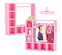 UNICRAFTALE 2 Set Pink Doll Clothes Closet with 20 Hangers Mini Closet Organizer Plastic Wardrobe Model Micro Landscape Dollhouse Accessories for Dollhouse Decor