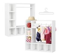 UNICRAFTALE 2 Set White Doll Clothes Closet with 20 Hangers Mini Closet Organizer Plastic Wardrobe Model Micro Landscape Dollhouse Accessories for Dollhouse Decor