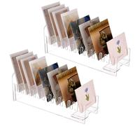 UNICRAFTALE 2 Sets 15 Tier Acrylic Display Stand Clear Greeting Card Display Photographs Postcards Display Stand Sticker Display Stands for Retail Counter Desk Tabletop 11.3x32.5x13cm