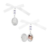UNICRAFTALE 2 Sets 7.5cm Oval Wedding Bouquet Photo Charms Bouquet Memorial Bridal Pendants Memorial Wedding Gift Keepsake Stainless Steel Locket Photo Pendant Decoration Hanging Ornament