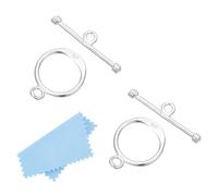 UNICRAFTALE 2 Sets 925 Sterling Silver Toggle Clasps Textured Ring OT Metal End Clasps T Bar Closure Toggle Clasps Ring Connector for Bracelet Necklace Pendants Making Hole 2mm