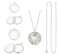 UNICRAFTALE 2 Sets Memory Locket Pendant 2 Size Stainless Steel Floating Charm Photo Living Memory Pendant Necklace Glass Photo Frame Locket Pendants for DIY Wedding Bouquet Jewelry Making, Stainless