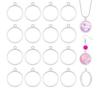 UNICRAFTALE 20 Pcs Round Open Back Bezel Pendants 20mm Inner Diameter Open Back Blank Charm Stainless Steel Hollow Bezel Pendants for Earrings Necklace Bracelet Jewelry Making 1.02x0.87 Inch