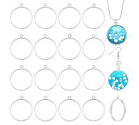 UNICRAFTALE 20 Pcs Round Open Back Bezel Pendants Open Back Blank Charm Stainless Steel Hollow Bezel Pendants for Earrings Necklace Bracelet Jewelry Making, 25mm inner diameter, Stainless Steel, No