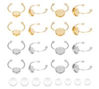 UNICRAFTALE 20 Sets 2 Sizes 2 Colors DIY Blank Dome Cuff Ring Making Kit Golden Ring Blanks Adjustable Ring Blank Base with Cabochons 304 Stainless Steel Ring Settingsfor Jewelry Making