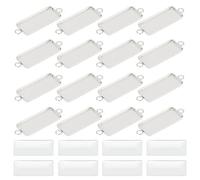 UNICRAFTALE 20 Sets Cabochon Pendants Stainless Steel Rectangle Cabochon Connector Charm Blanks Bezel Pendant Tray 25x10mm with Glass Cabochon Bracelet Connector Charms for Jewelry Making
