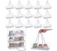 UNICRAFTALE 20 Sets Clear Cupcake Boxes White Portable Pastry Packaging Box Inserts Bakery Cake Boxes 3 Compartments Food Storage Folding for Birthday Mother's Day Wedding Party Supplies 225x78x78mm