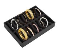 UNICRAFTALE 20-Slot Black Bracelet Organizer Display Trays Rectangle Stackable Bangle Organizer PU Leather Jewelry Display Tray for Bangles Sunglasses Storage Accessories 24.2x18.3cm