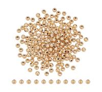 UNICRAFTALE 200Pcs 18K Gold Plated Brass Beads 3mm Diameter Textured Round Beads for Crafts Spacer Bead with Matte Finish Bulk Jewelry Supplies for DIY Earrings Necklaces