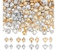 UNICRAFTALE 200pcs 2 Colors Puffy Heart Charm Tiny Love Pendant CCB Plastic Pendants 2mm Small Hole Peach Heart Charms Platinum Golden Dangle Pendants for DIY Bracelet Necklace Jewelry Making