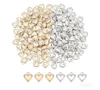 UNICRAFTALE 200pcs 8 Styles Puffy Heart Charm Tiny Love Pendant CCB Plastic Pendants 2 Colors 4 sizes Peach Heart Charms Platinum Golden Dangle Pendants for DIY Bracelet Necklace Jewelry Making