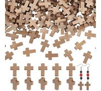 UNICRAFTALE 200Pcs Cross Charms Wood Cross Pendants Camel Colors Easter Charms Punk Charm Small Hole Pendant for Jewelry Making Crafting Accessory for DIY Necklace Bracelet Earrings