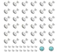 UNICRAFTALE 200pcs Flat Round 304 Stainless Steel Stud Earring Cabochon Setting Post Blank Ear Stud 8mm Tray with 100 psc Butterfly Friction Ear Nuts for DIY Earring Jewelry Making