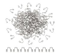UNICRAFTALE 200Pcs Surgical Stainless Steel Wire Guardian Wire Protector U Shape Loops Metal Wire and Thread Protector Loops Terminators for Leather Cord Bracelets Jewelry Making