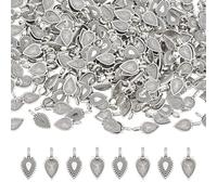 UNICRAFTALE 200Pcs Tibetan Style Alloy Glue-on Flat Pad Pendant Bails Teardrop Blank Pad Pendant Connector Antique Silver Necklace Pad Bails Connector for DIY Jewelry Marking