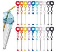 UNICRAFTALE 20pcs 10 Colors Beadable Straw Charm Tumbler Straw Charm Adapters Beaded Blank Bar Compatible with Silicone Pendant Ornament for DIY Jewelry Gift Tumbler Decorations