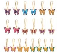 UNICRAFTALE 20Pcs 10 Styles Butterfly Zipper Pull Charm 33-40mm Leverback Clasp Butterfly Pendants for Women Handbag Charms Crochet Stitch Marker Charms for Backpack Purse Car Keys Birthday Gifts
