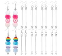 UNICRAFTALE 20Pcs 10Pairs Beadable Earring Blanks with 2 Style Round and Cone Tips 10.2cm Long Dangle Earring Findings Platinum Metal Threader Hooks for Jewelry Making DIY Earrings
