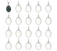 UNICRAFTALE 20pcs 13.5x18mm Oval Pendant Cabochon Settings Stainless Steel Milled Edge Bezel Cups Oval Tray Pendants Cabochon for Women Necklaces Jewelry Making Hole 3x5mm