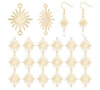 UNICRAFTALE 20Pcs 18K Gold Plated Sun Connector Charms Sun Links Pendant Metal Connector Charm 2-Hole Pendant Small Charm for DIY Bracelet Necklace Earring Jewelry Making