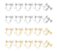 UNICRAFTALE 20Pcs 2 Colors 316 Surgical Stainless Steel Clip-on Earring Converter Ear Components Findings with Loop Ear Wire Non Pierced Earring for DIY Jewelry Making