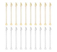 UNICRAFTALE 20Pcs 2 Colors 75mm Chain Extender 304 Stainless Steel Extension Chain Sets Necklace Extender Chain End Chains Extension Tails with Clasps and Tiny Heart Charm for Summer Gifts