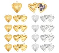 UNICRAFTALE 20Pcs 2 Colors Floating Locket Pendants Photo Frame Charms Metal Heart Pendants Heart Charms Memory Photo Pendant for DIY Memorial Necklace Jewelry DIY Craft Valentine’s Day Decor
