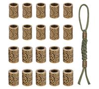 UNICRAFTALE 20Pcs 2 Styles Paracord Column Beads Lanyard Beads Antique Bronze European Parachute Bead Alloy Connector Charm Texture Bead Hole 7.5mm for Hair Braids Bracelet