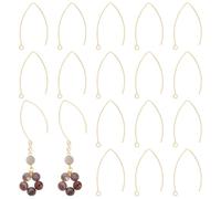 UNICRAFTALE 20pcs 304 Stainless Steel Earring Hooks 0.8mm Pin Ear Wire with Loop Golden Earring Finding for Earring Jewelry Making 38.5x24.5x0.8mm, Hole 2.3mm