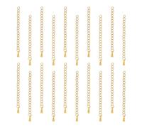 UNICRAFTALE 20Pcs 304 Stainless Steel Golden Curb Chain Extension End Chains with Teardrop Chain Tabs Necklace Bracelet Extension Chain Anklet Extenders for Women DIY Jewelry Making 55~63mm