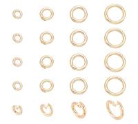 UNICRAFTALE 20Pcs 4 Styles Real 14K Gold Plated Metal Round Locking Jump Rings OD 5.5-12mm ID 2.5-8.5mm Circle Clasp Ring Connector Open End Jump Rings for Necklace Bracelet Keychain Jewelry Making