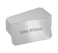 UNICRAFTALE 20Pcs Blank Business Cards Black Name Plates Laser Engraved 50mm Long Stainless Steel Rectangle Card Solid Blank Custom Name Tag Frame Name Label with Adhesive Backing for Desk Name Plates