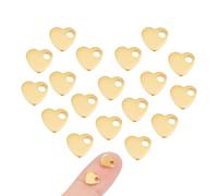 UNICRAFTALE 20pcs Mini Heart Chain Extender Drop Stainless Steel Pendant Flat Metal Charms for Women Friend Gift Necklace Jewelry Making 6x7x1.5mm