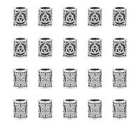 UNICRAFTALE 20Pcs Paracord Bead Column 2 Styles Lanyard Antique Silver European Parachute Alloy Connector Charm with Texture for Hair Braids Bracelet Hole 7-8.5mm