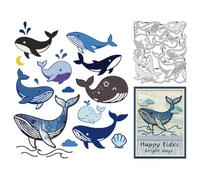 UNICRAFTALE 23Pcs Dream Whale Carbon Steel Cutting Dies Stencils Oceanic Whales Die Cut Embossing Stencils for Card Making DIY Scrapbooking Photo Album Journal Decoration Crafts