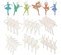 UNICRAFTALE 24 pcs Wood Silhouettes Ballerinas Crafts Unfinished Wood Silhouette Ballerina Cutouts Old Lace Silhouette Ballerina Hanging Ornaments DIY for Home Party Decoration Craft Project
