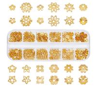 UNICRAFTALE 240Pcs 12 Styles Flower Bead End Caps Flower Filigree Bead Caps Golden Spacer Beads Caps Ends Metal Caps Loose Spacer Beads Bulk Earrings for Bracelet Jewelry Making