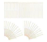 UNICRAFTALE 240Pcs 4 Styles Open Eye Pin 304 Stainless Steel Eye Pins 25/50mm Gold Plated Flat Head Pins Metal Head Pins for Earring Bracelet Pendant Necklace Jewelry Making