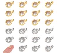 UNICRAFTALE 24Pcs 2 Colors Brass Rhinestone Charms Round Cubic Zirconia Charms Lucky Birthstone Crystal Pendants with Loop for Necklace Bracelet Dangle Earrings Jewelry Making DIY, Hole 1mm